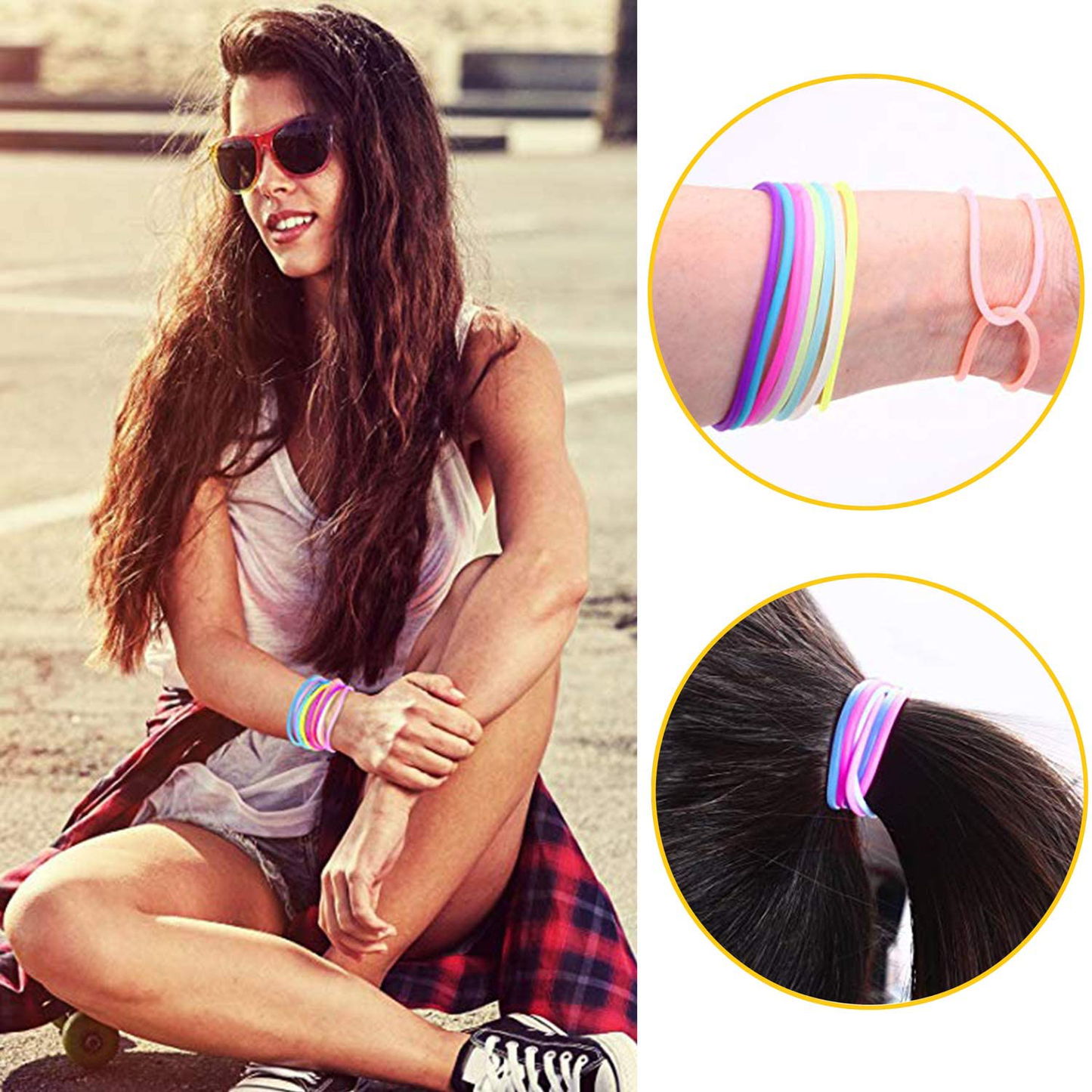 80’s Party Bracelets – Rainbow Silicone Glow Wristbands (30PCS)