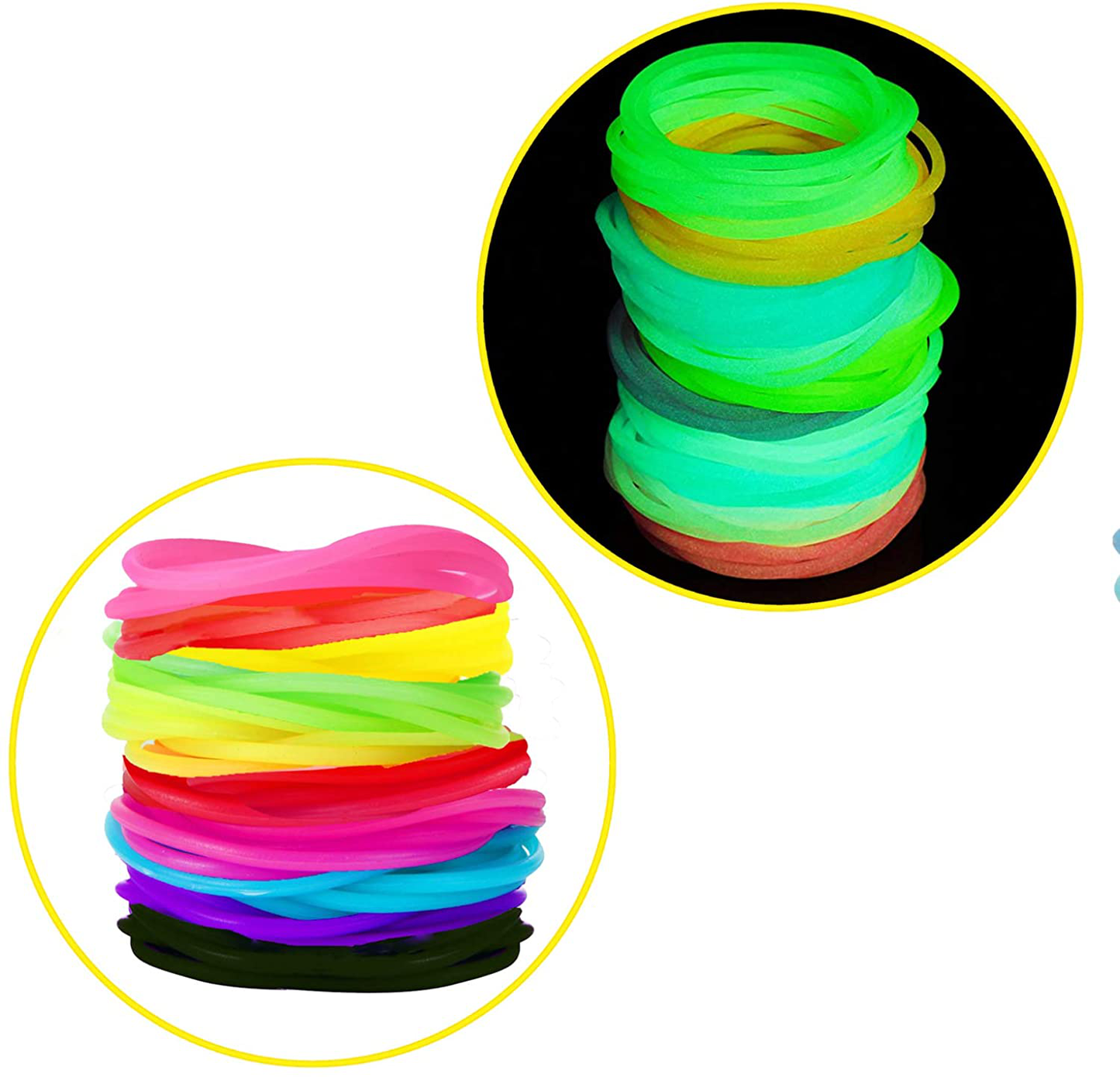 80’s Party Bracelets – Rainbow Silicone Glow Wristbands (30PCS)