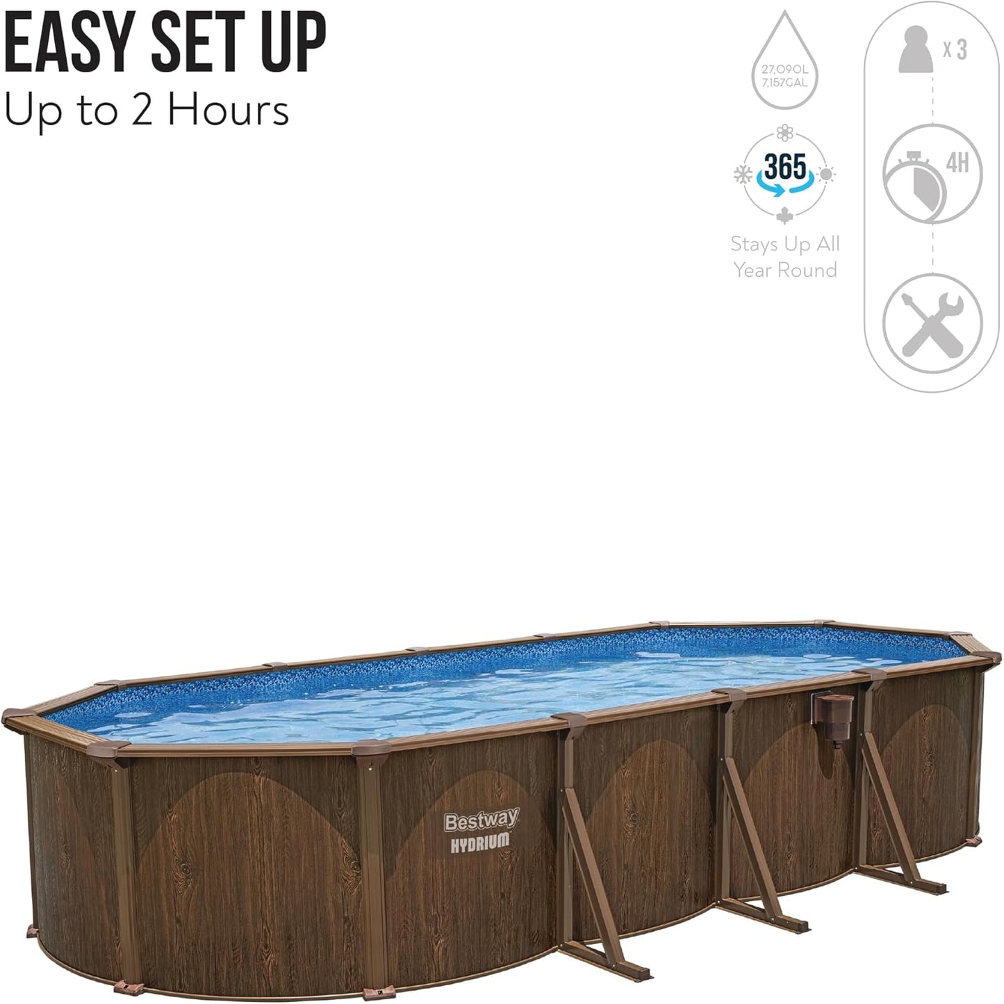 24ft Oval Above Ground Steel Wall Swimming Pool Set with Sand Filter Pump