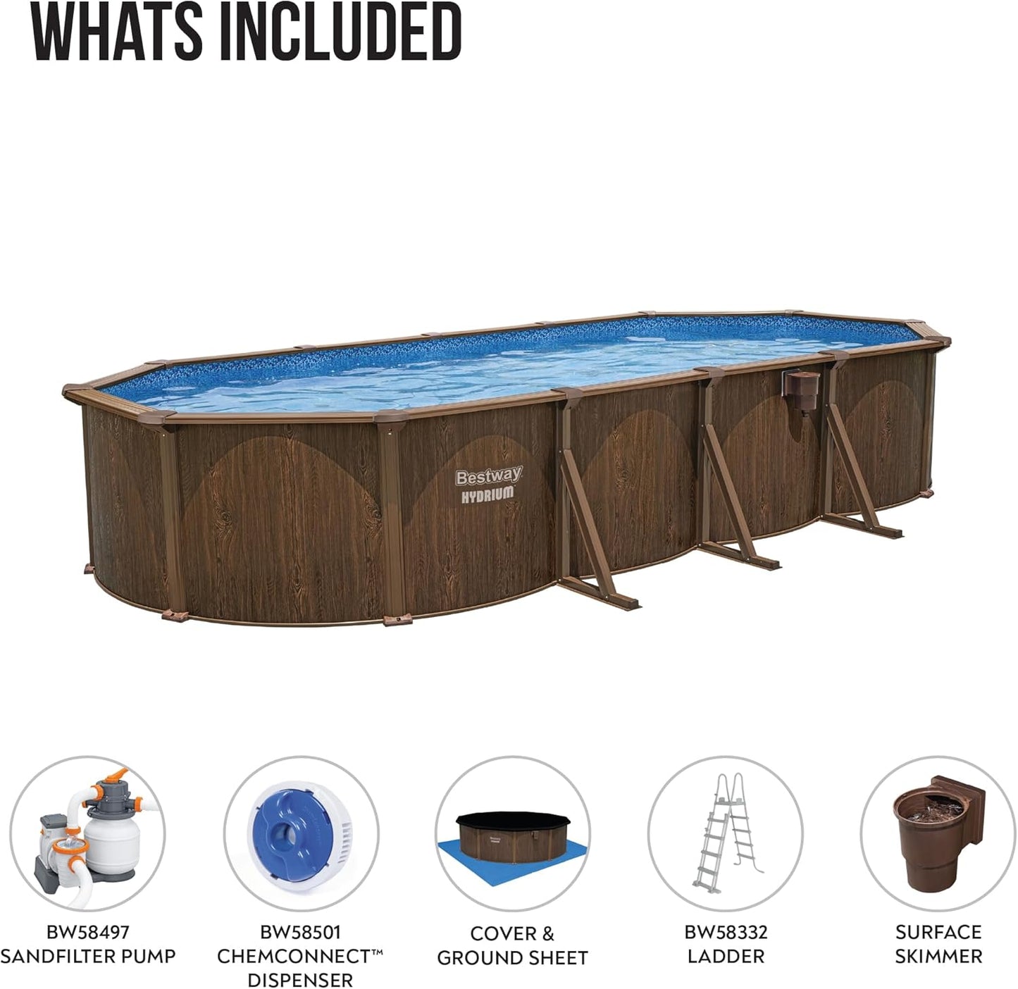 24ft Oval Above Ground Steel Wall Swimming Pool Set with Sand Filter Pump