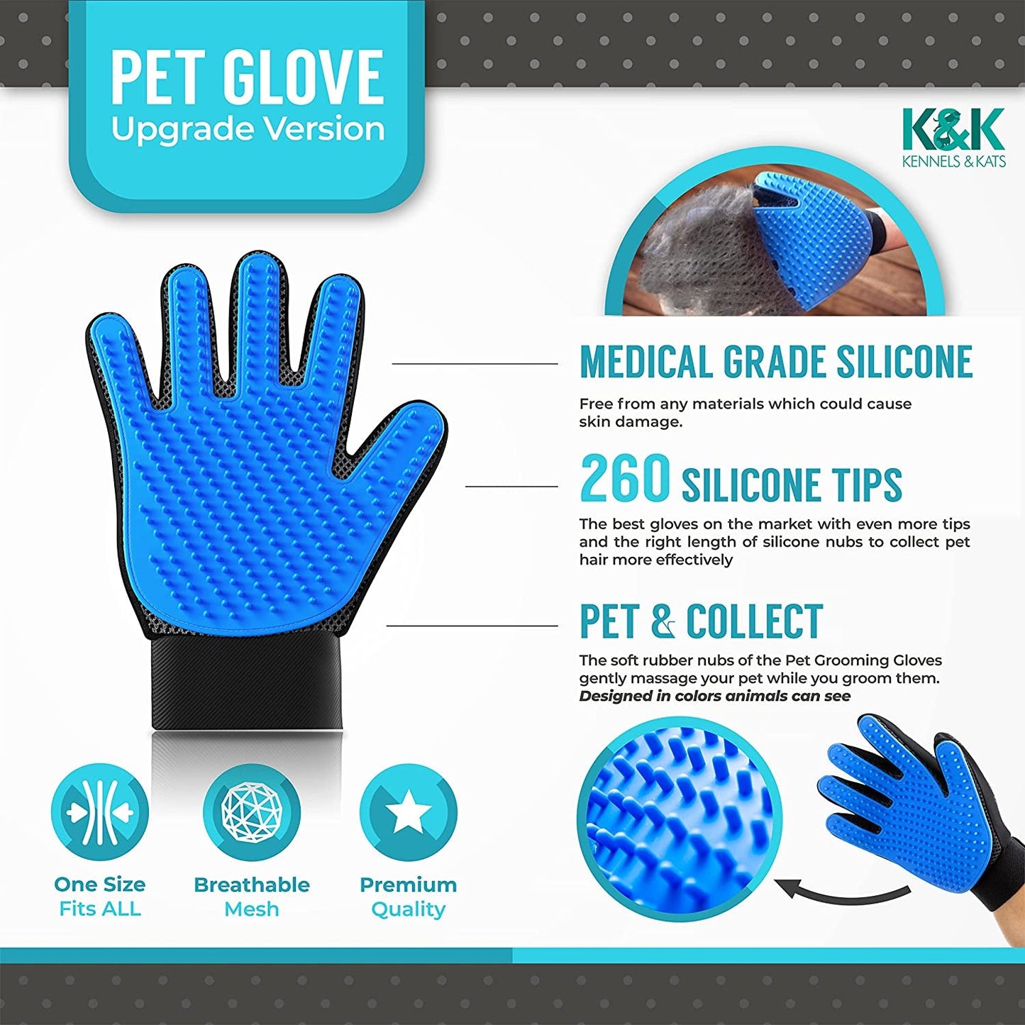 Grooming Glove | Deshedding Glove for Easy, Mess-Free Grooming