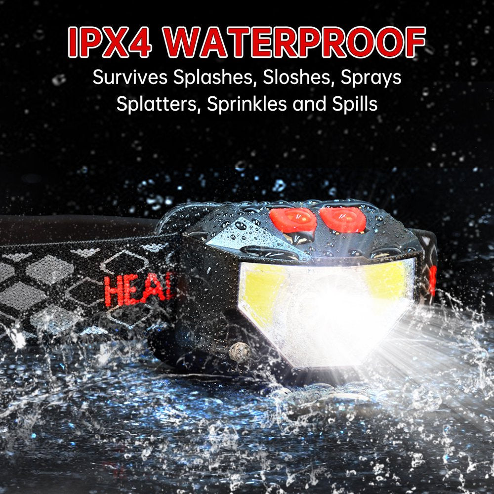 2-Pack Rechargeable LED Headlamp – 800 Lumen, Waterproof