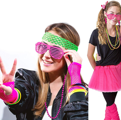 80’s Party Bracelets – Rainbow Silicone Glow Wristbands (30PCS)