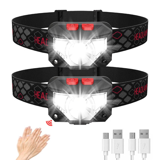 2-Pack Rechargeable LED Headlamp – 800 Lumen, Waterproof