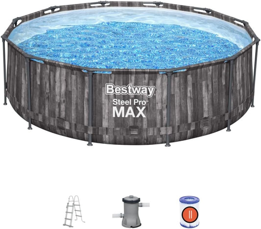12ft Above-Ground Metal Frame Swimming Pool with Filter Pump and Ladder&nbsp;
